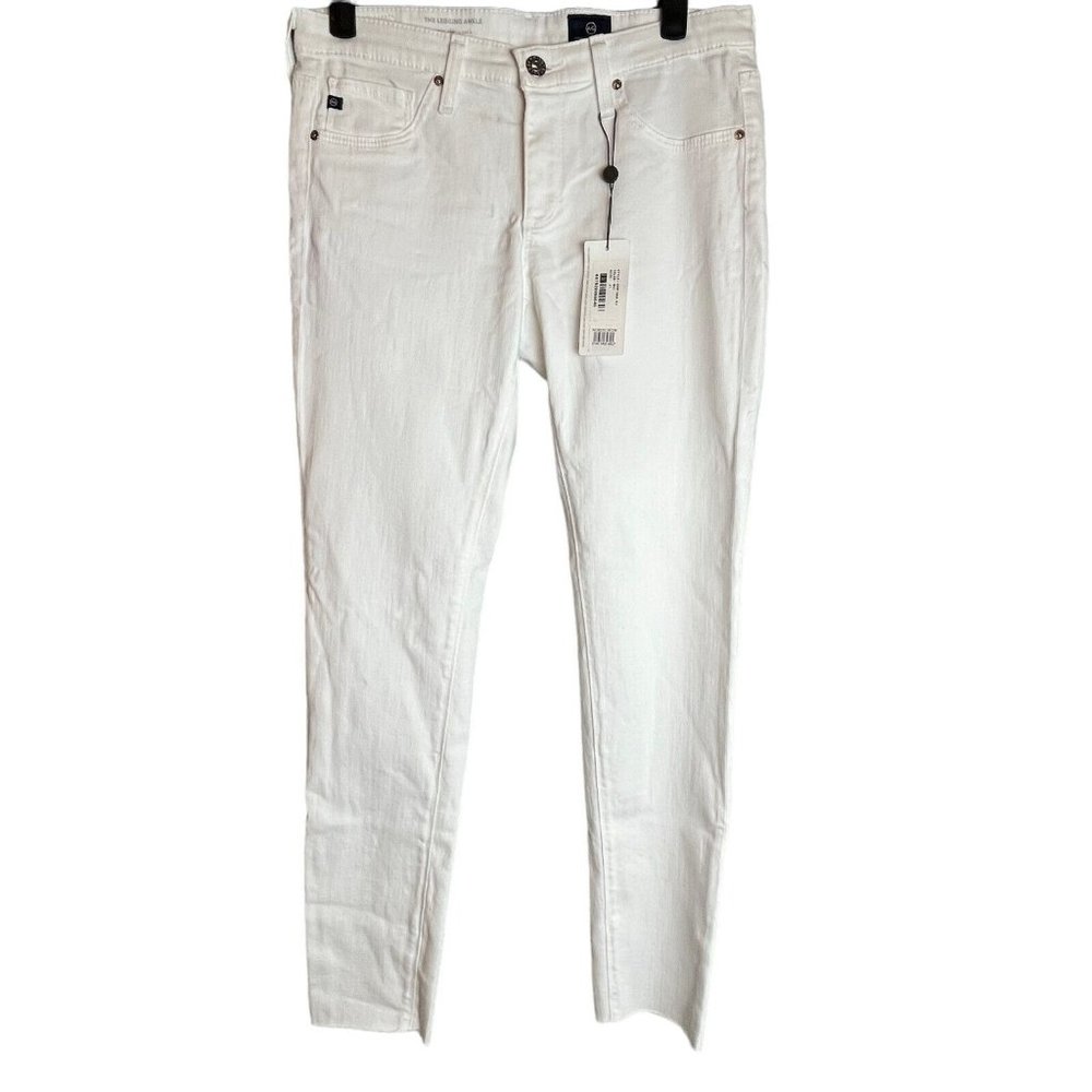 NWT AG Womens The Legging Ankle Super Skinny Ankle White Denim Jeans Raw Hem 27